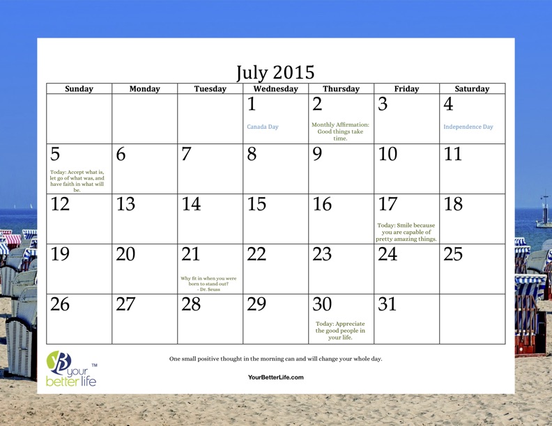 Your Better “July” Calendar