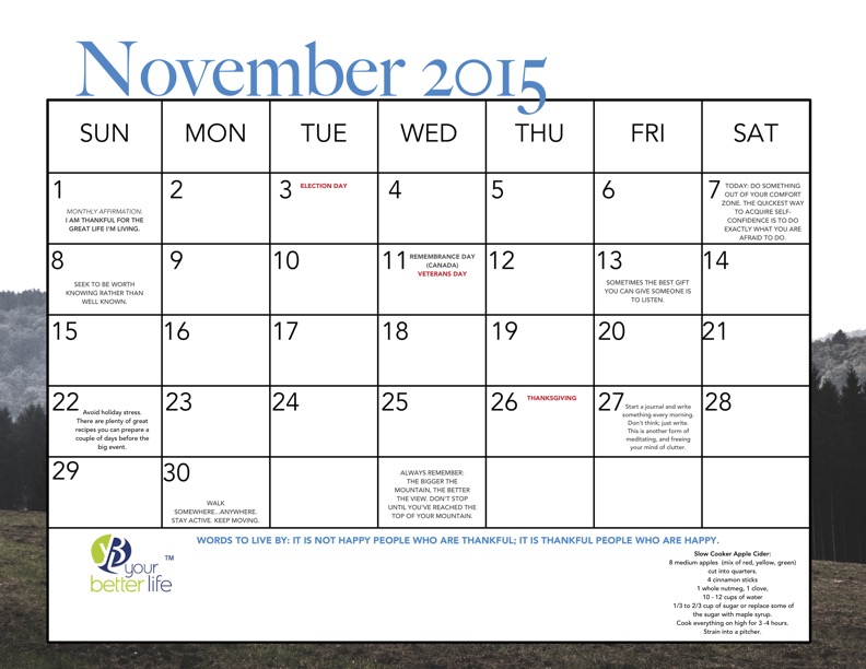 Your Better “November” Calendar